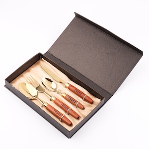 4 Pcs Set Personalized Cutlery Set Spoon Fork Knife with Gift Box, Custom Flatware Cutlery Utensil Kitchen set