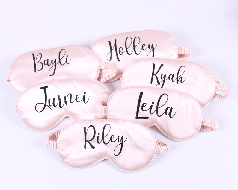 Set of 8 Personalized Satin Eye Mask Sleepover Gifts Adult Kids SPA Sleeping Bridesmaid Hen Bachelorette Bridal Shower Party Wedding Favor image 4