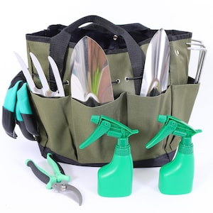 Personalized Gardening Tools Set of 10, Heavy Duty Garden Tools Set with Handbag, Durable Gardening Supplies Kit Ideal Garden Gift for Women