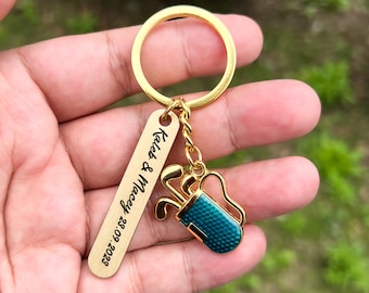 Personalized Golf Keychain - Christmas Gift - Golfing Dad Keychain - Custom Name Gift -Sport Keychain -I love Golf -Personal Golf Gift -