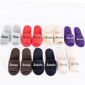 Gepersonaliseerde spa slipper huis gast slipper, bruidsmeisje slipper bruiloft bruid slipper, bruidsmeisje cadeau voor bruiloft vrijgezellenfeest gunst