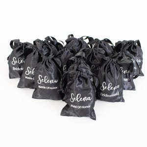 Personalized Satin Drawstring Bag, Gift Pouches For Christmas, Wedding Favor Bags, Party Favor Bags, Silk Jewelry Bags, Wedding Presents