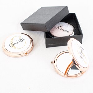 Personalized Compact Mirror, Custom name or logo pocket mirror, Wife Anniversary gift, Bridesmaid Bachelorette gift, Birthday Sleepover Gift