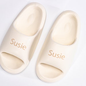 Personalized Foam Slides - Unisex Bridal Squad Your Custom Text Logo Name Bathing Slippers Bachelorette Gift Cozy Sleepover Wedding Gift