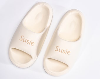 Personalized Foam Slides - Unisex Bridal Squad Your Custom Text Logo Name Bathing Slippers Bachelorette Gift Cozy Sleepover Wedding Gift