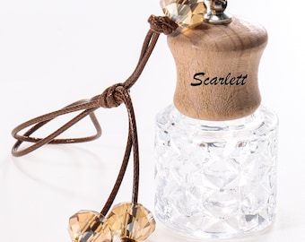 Custom 8ml Air Fresheners Diffuser with Wooden Cap Empty Aromatherapy Diffuser Clear Car Fragrance Holder Pendant Hanging