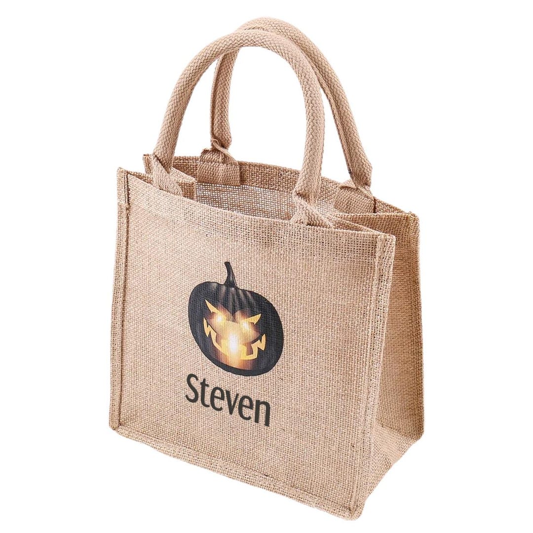 Halloween Treat Bags With Name Monogram Customized Spooky Pumpkin