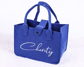 Personalized Sleepover Tote Bag Felt Bridesmaid Name Maid of Honor Custom Wedding Welcome Favor Bag Beach Bachelorette Party Handbag