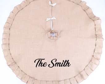 Personalisierter Weihnachtsbaum-Rock, Benutzerdefinierter Leinen-Leinen-Baum-Rock für Weihnachtsbaumschmuck, 47 "Landhaus-Leinen-Baum-Rock