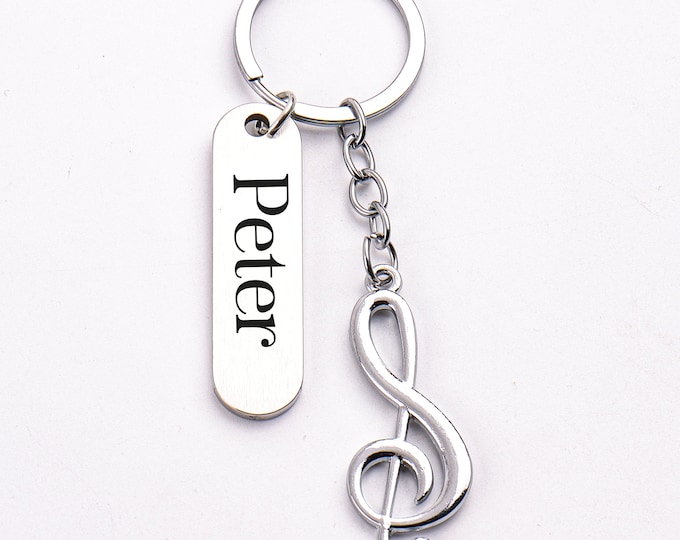 Personalized Musical Note Keychain, Custom Music Symbol Keychain, Gift for First Day of School Christmas Gifts Women