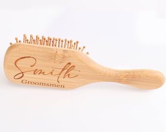 Personalized Wooden Hair Brush Comb Custom Name Monogram SPA Sleepover Party Bridesmaid Proposal Birthday Party Wedding Favor Christmas Gift