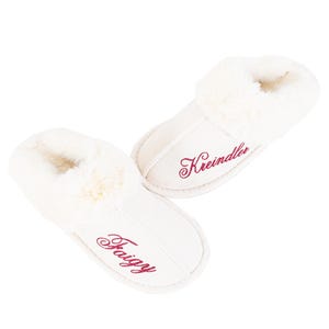 Personalized Fluffy Bride Slippers, Fluffy Bridesmaid Slippers, Christmas party slippers,  Future Mrs Slippers, Matron of Honor Slippers