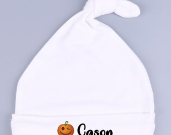 Personalized Baby Hat First Halloween Cotton Newborn Gift Baby Shower Party Gift Boy Girl First Year Infant Spooky Pumpkin Customized Name