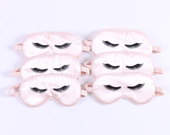 Masques pour les yeux personnalisés Cils - Adulte et enfants pour dormir doux Satin demoiselle d’honneur Poule Bachelorette Anniversaire Soirée pyjama Femme Anniversaire