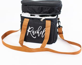 Bolsa térmica personalizada para el almuerzo y lonchera térmica para hombres y mujeres, de dos pisos, a prueba de fugas, ideal para el trabajo, la oficina, el camping y los viajes.