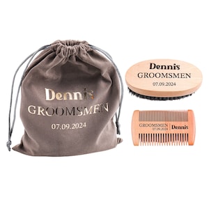 Personlig present till marskalken, skäggrakborste, hårkam, presentpåse, personligt initialmonogram, spa-groomingset, make-gåva, rengöringsmedel för bröllop