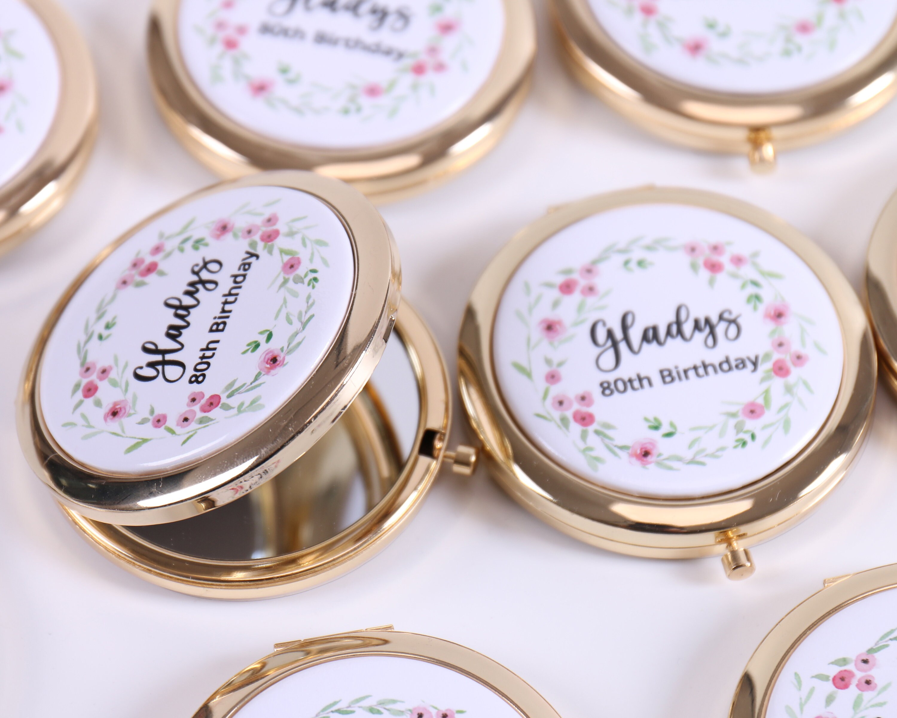 Personalized Floral Compact Mirror Birthday Gift Wedding Etsy UK