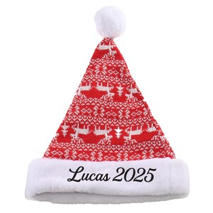 Personalized Christmas Hat, Customized Name Red Fluffy Santa's Hat Adult Gift Christmas Stocking Stuffer  Classical Faux Fur