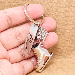 Personalisierte Skating-Schuh-Schnee Keychain Ice Favor Coach Keychain Benutzerdefinierte Sporttasche Name Tag Club Hochzeit Tochter Teenager Geburtstagsgeschenk
