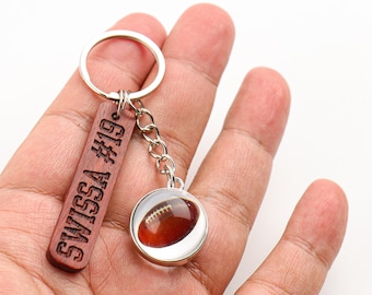 Personalized Football Keychain Backpack Pendant, Custom Rugby Keychain, Rugby Ball Club Member, Rugby Team Gift For Rugby Coach