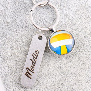 Personalized Volleyball Keyring Pendant Sports Fan Gift Keychain Coach Team Dad Mom Cheerleader Your Name Number Customized Metal Tag Trophy