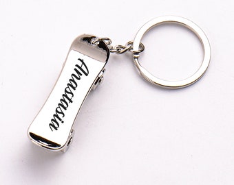 Personalized Skateboard Keychain, skateboard Keychain with name, skaters gift, friendship keychain gift, Skateboard Dog Tag Charm Gift