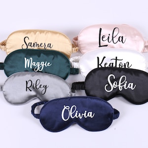 Set of 8 Personalized Satin Eye Mask Sleepover Gifts Adult Kids SPA Sleeping Bridesmaid Hen Bachelorette Bridal Shower Party Wedding Favor image 1