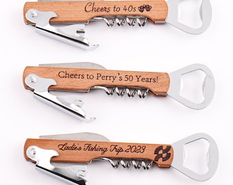 Personalized Engraved Corkscrew and Multi-Tool Custom Wine Opener, Custom Beer Bottle Opener, Proposal Bachelor Party Weddings Gift