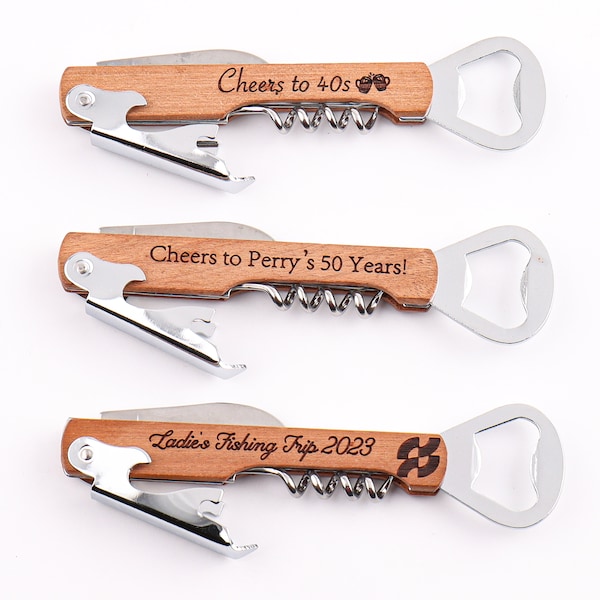 Personalized Engraved Corkscrew and Multi-Tool Custom Wine Opener, Custom Beer Bottle Opener, Proposal Bachelor Party Weddings Gift