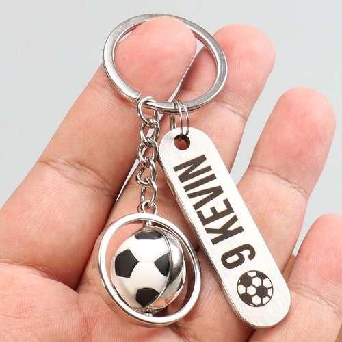Personalized Cute Soccer Keychain, Custom Soccer Ball Keychain