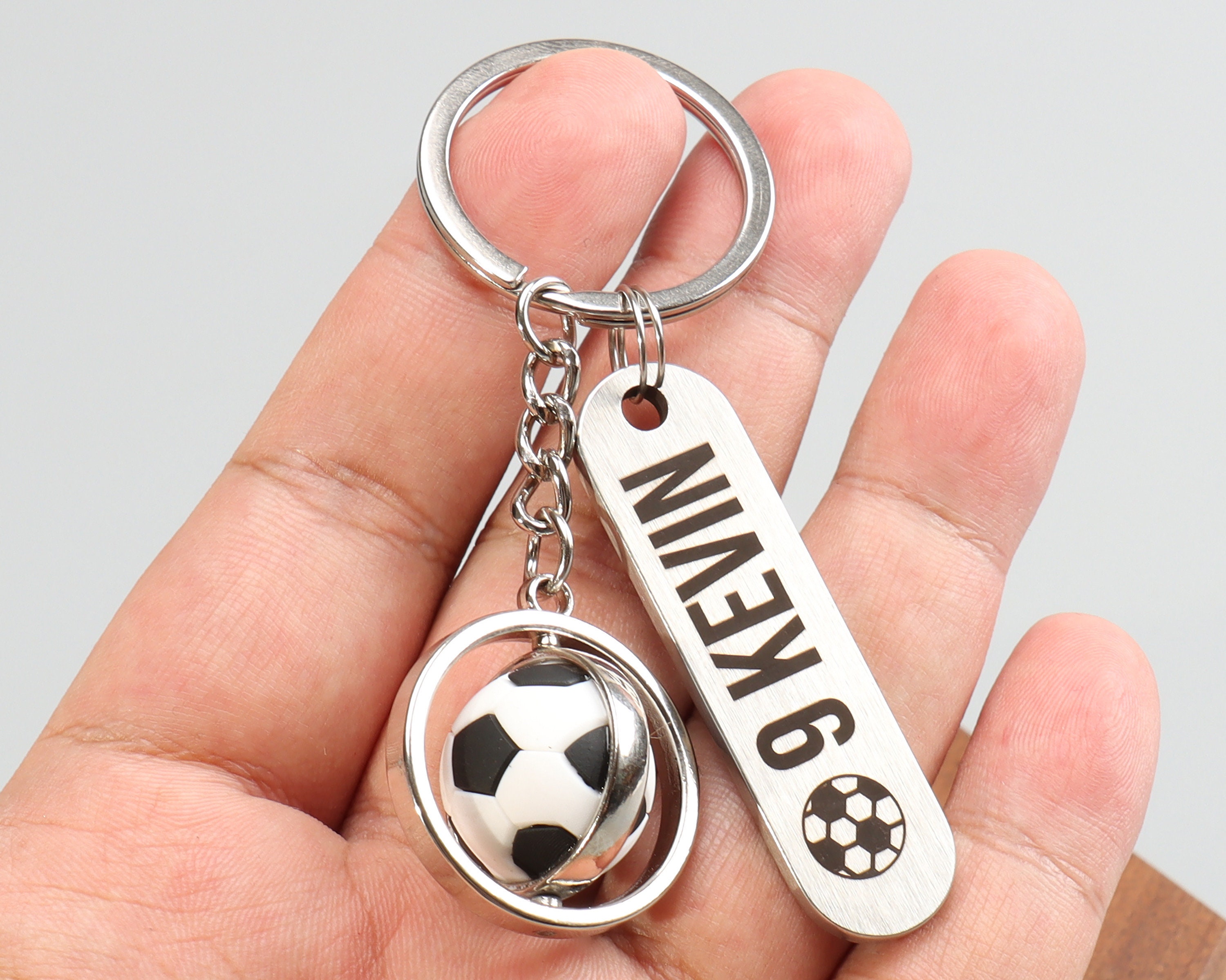 Personalized Cute Soccer Keychain, Custom Soccer Ball Keychain
