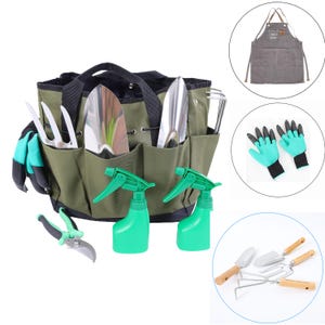 Personalized Gardening Tools, 10 Pcs Garden Tool Set Heavy Duty Stainless Steel Garden Supplies Hand Tools, Storage Tote Bag, Gardening Gift