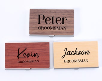 Personalized Business Card Holder, Custom Wood Cover Business Card Case, Corporate Gift, Valentine Gift Box for Women Men