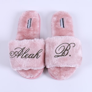 Personalized Home Fluffy Slipper - Super Warm and Cozy - Bridesmaid Bachelorette Hen Party Birthday Sleepover Bridal Shower Wedding Gift