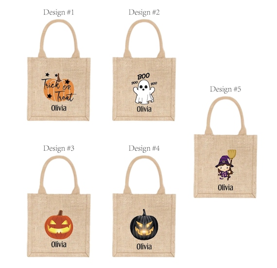 Halloween Treat Bags With Name Monogram Customized Spooky Pumpkin