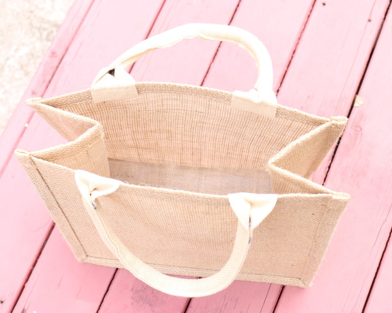 Personalized Bridesmaid Burlap Tote Bag Beach Large Jute Gift Bag Name Bachelorette Bridal Shower Party Favor Rustic Chic Wedding Welcome