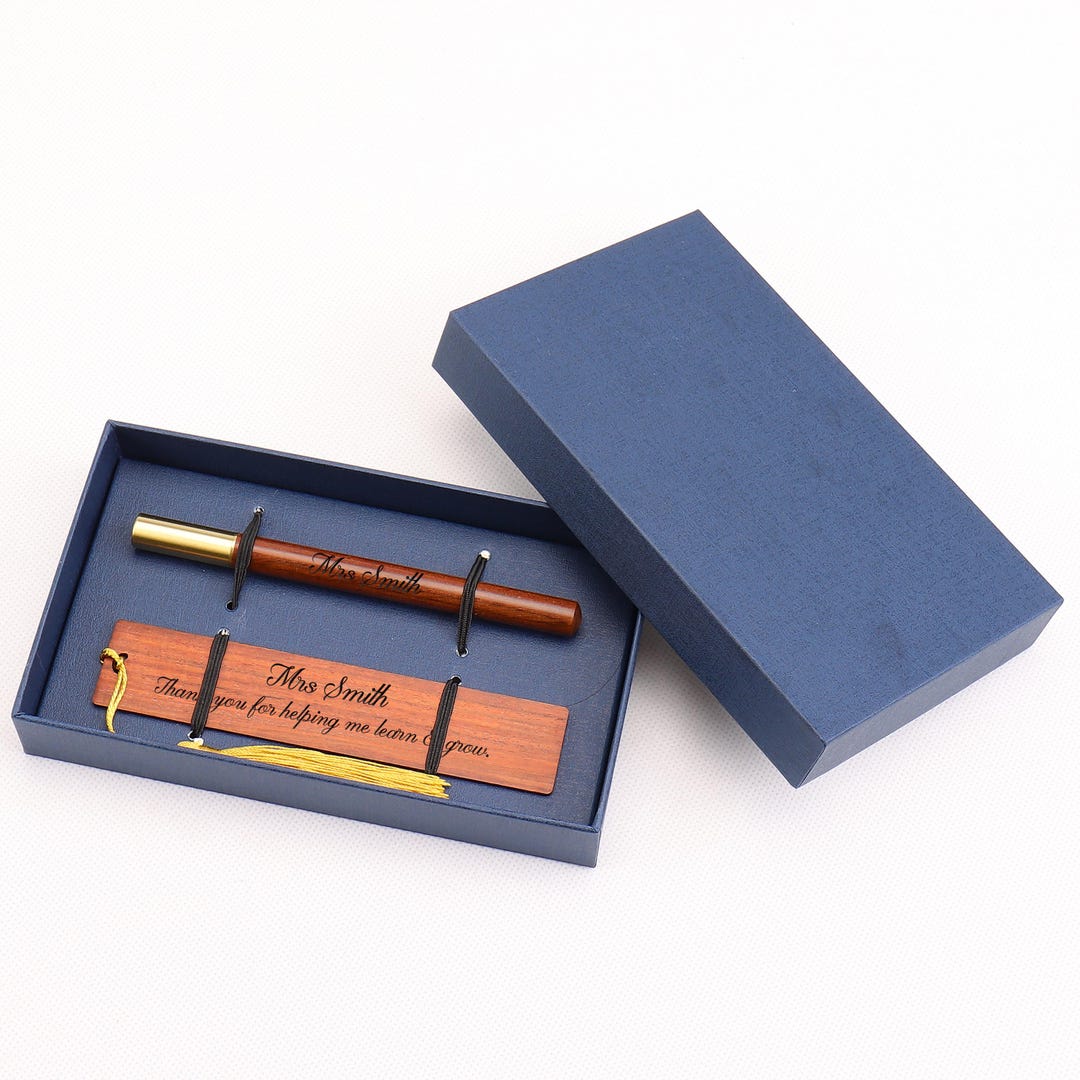 Personalized Bookmark Box Set Teacher Student Gifts Engraved Ballpoint ...