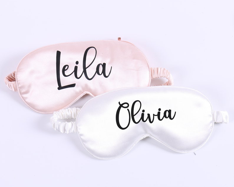 Set of 8 Personalized Satin Eye Mask Sleepover Gifts Adult Kids SPA Sleeping Bridesmaid Hen Bachelorette Bridal Shower Party Wedding Favor image 2