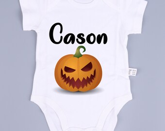 Personalized Baby Bodysuit Pumpkin First Halloween Cotton Newborn Gift Baby Shower Party Gift Boy Girl Clothes Infant Spooky Customized Name