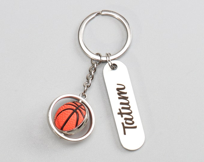Personalized Basketball Keychain Sports Key chain, Custom Name Keychain, Basketball Team Gift, Basketball Coach Gift