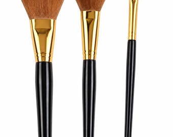 Professional Makeup Brush Set of 3 | Flawless Face Cosmetic Kit – Powder, Blush & Concealer Brushes