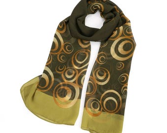 Olive Green Circle Design Scarf Women Fashion Accessories Clarissas Boutique