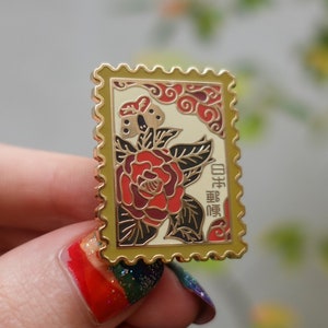 Japanese Hanafuda Stamp Enamel Pin image 1