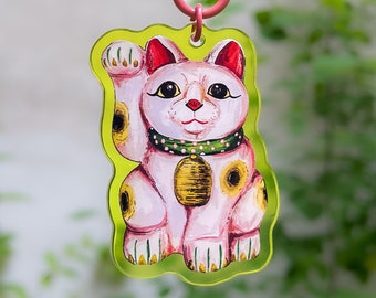 White Lucky Cat – Acrylic Charm