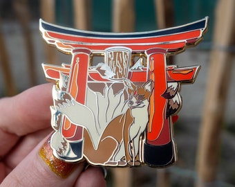 Kitsune Tori Gate XL Enamel Pin – Kawaii Japanese Art Pin