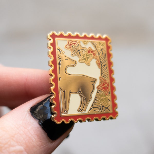 Japanese Hanafuda Stamp Enamel Pin – Nara Dear