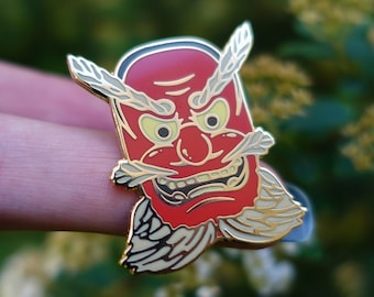 Japanese Tengu Mask Enamel Pin