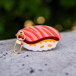 Salmon Sushi – Embroidered Japanese Keychain Charm
