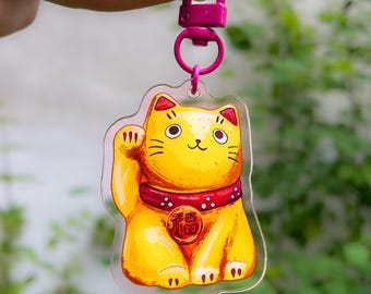 Yellow Lucky Cat – Acrylic Charm