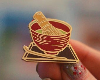 Strawberry Matcha Bowl  – Matcha Dessert Enamel Pin